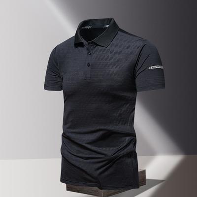 Summer Men's POLO Shirt Fashionable Ice Silk Quick Drying Short Sleeved T-shirt Solid Color Loose Casual Sports Lapel Top