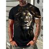 Animal Men's T-shirt 3d Lion Print Men's Tops Casual Short-sleeved Simple T-shirt Summer Round Neck T-shirt Men's Ultra Clothing