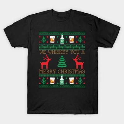 Funny Whiskey Drinking Ugly Christmas Sweater Made In Australia T-Shirt