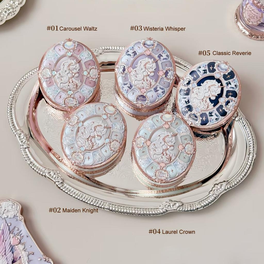 Flower Knows Knight Unicorn Satin Blush Silky Powder Melts Into Skin Long Lasting High Pigment Shimmer Natural Flushed Makeup