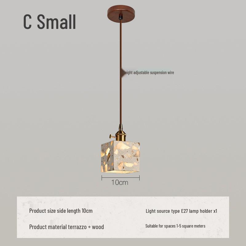 Japanese Wabi-Sabi Yellow Travertine Pendant Light, Retro Mid-Century Style for Bedroom, Homestay, or Restaurant.