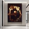 Caravaggio Narcissus Painting Canvas Print Wall Vintage Art Poster Inverted Image Picture for Living Room Home Decor Cuadros