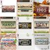 Vintage Distressed City Year Powder Room Slogan License Plate Metal Tin Sign Retro Wall Decor For Bar Cafe Home Garden