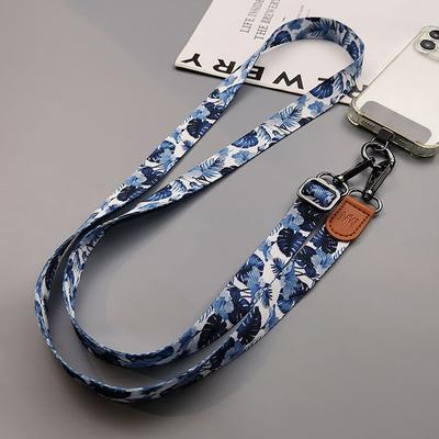 Tropical Pattern Crossbody Cell Phone Lanyard Strap Hanging Neck Mobile Phone Lanyards With Universal Gasket For All Phone Case