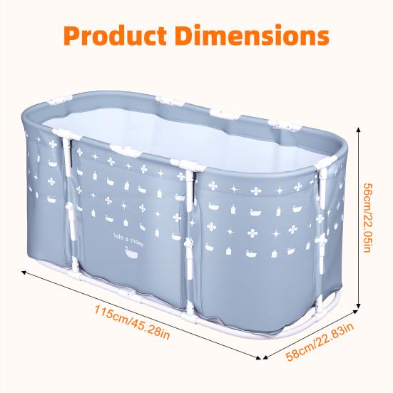 Large Foldable Bathtub for Shower Stall, Portable Family Soaking Tub for Adults, Non-Inflatable Collapsible SPA Tub for Hot, Ice Bath, No Installation
