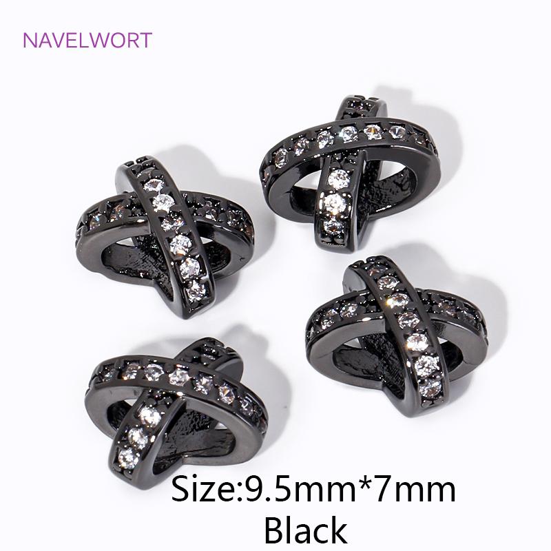 

18K Gold Plated Brass Inlaid Zircon X-Shaped Porous Spacer Beads,Beads Separator,For DIY Jewelry Making Accessories Wholesale 5 pieces чёрный
