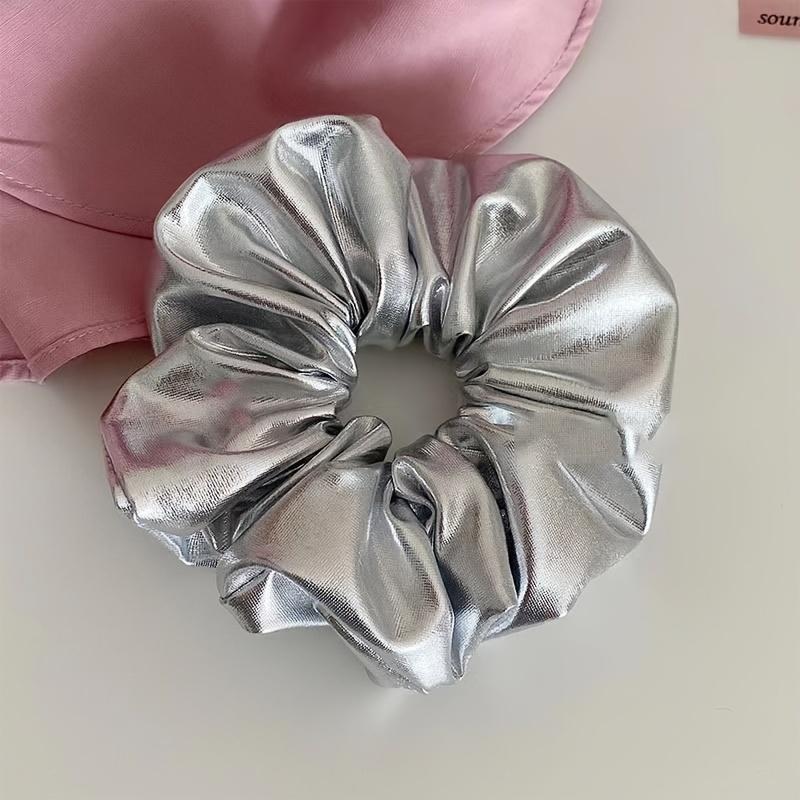 

1 шт. Женская уникальная дизайнерская серебристая кожаная резинка для волос в виде толстой кишки, простая резинка для волос, высококачественная резинка для волос для хвостика