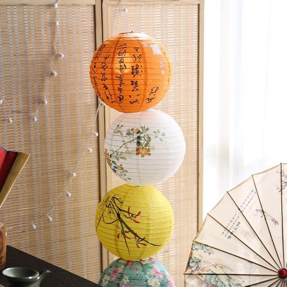 Bamboo Paper Festival Lantern Flower Letter Printed Paper Lantern Chinese Lantern Dance Props