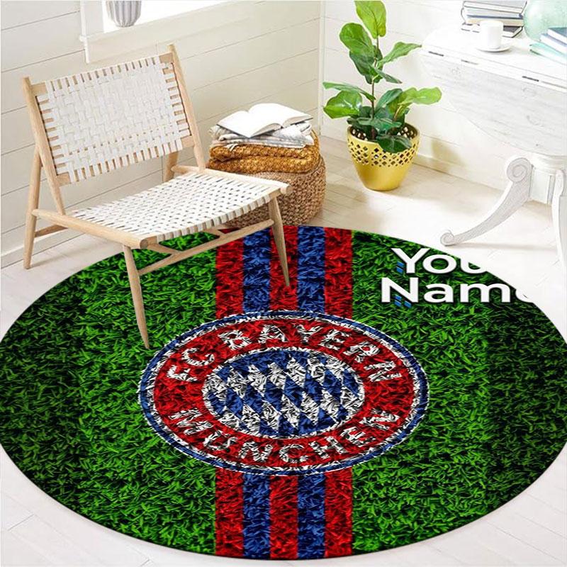FC Bayern Munchen Custom Name Round Area Rug,Carpet Rug for Living Room Bedroom Sofa Playroom Decor,Non-slip Floor Mat