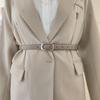Womens Minimalist Style Waist Belt Elliptical Metal Buckle Dress Belt Shapewear