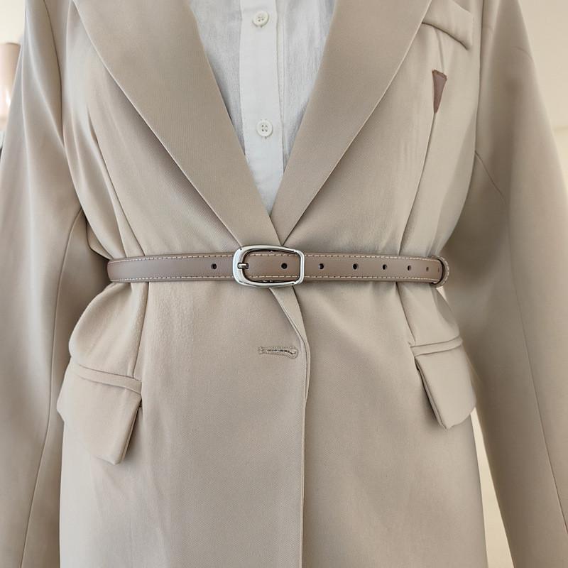 Womens Minimalist Style Waist Belt Elliptical Metal Buckle Dress Belt Shapewear