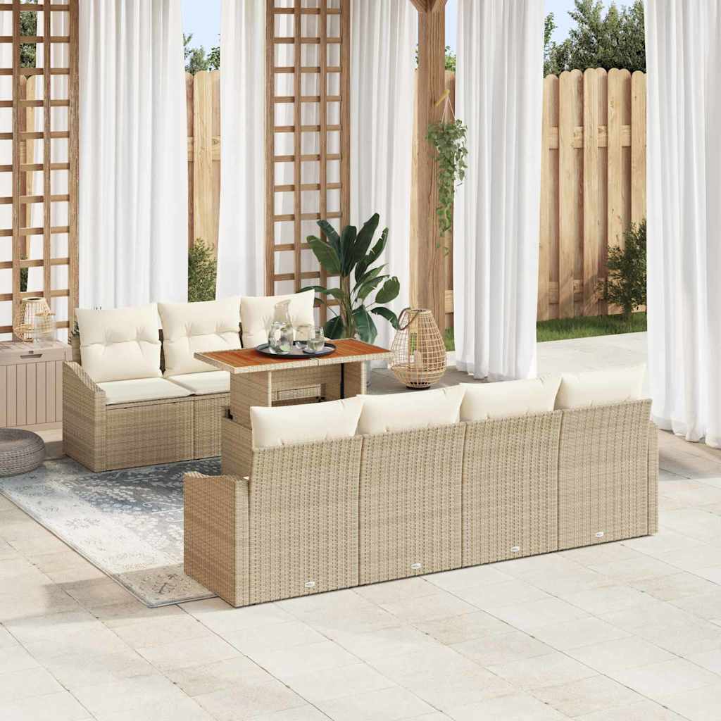 Garden Sofa Set 8 Pieces Beige and Cream