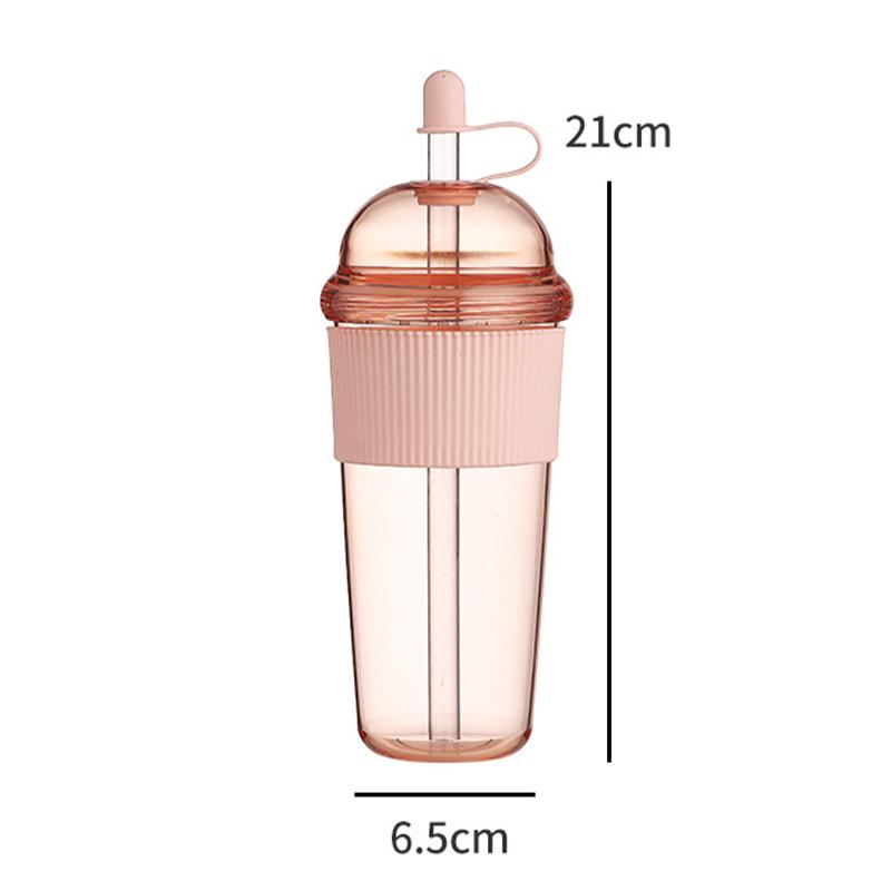 630ML Heat-Resistant Boba Tea Straw Cup Large Capacity Coffee Milk Tea Water Bottle with Lid Plastic Tumbler for Milk Tea & Boba