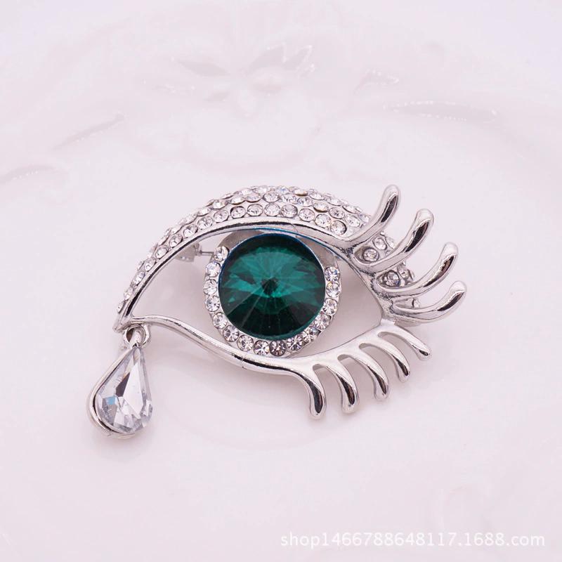 Waterdrop Crystal Eyes Brooches For Women Rhinestone Enamel 4-color Eyes Office Causal Brooch Pins Gifts