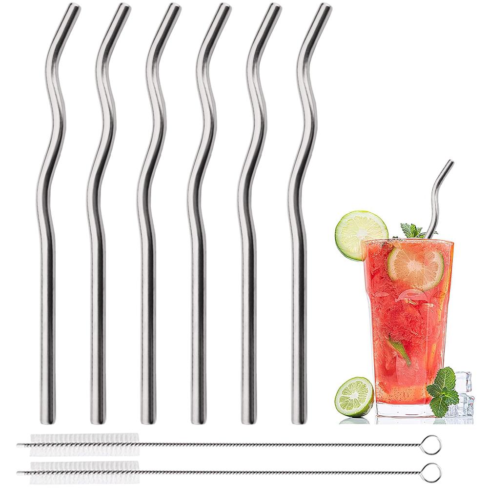 

Silver Reusable Drinking Straw Metal Straws 304 Stainless Steel Straws Set with Brush Bar Cocktail Straw for Glasses Drinkware срібний