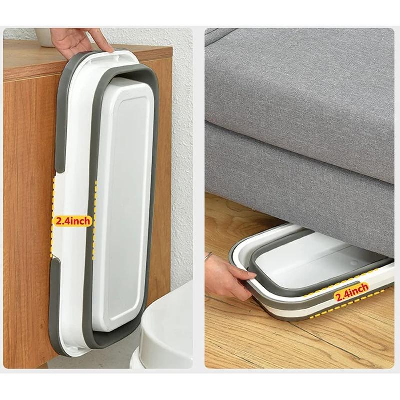 WIKHOSTAR Cubo de Plástico Plegable Grande Cubo Plegable para Fregona Cesta de Lavandería con Asa para Limpieza del Hogar Cesta Rectangular