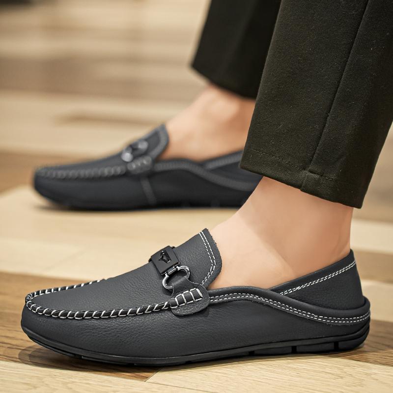 Fashion Comfort Genuine Leather Men Loafers All-match Lazy Shoes Breathable Moccasins Fashion Men Casual Shoes Slip-on Men Walking Shoes