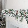 Flocked Vine Garland Christmas Fireplace Stair Decor PVC Door Hanging Ornament American Style