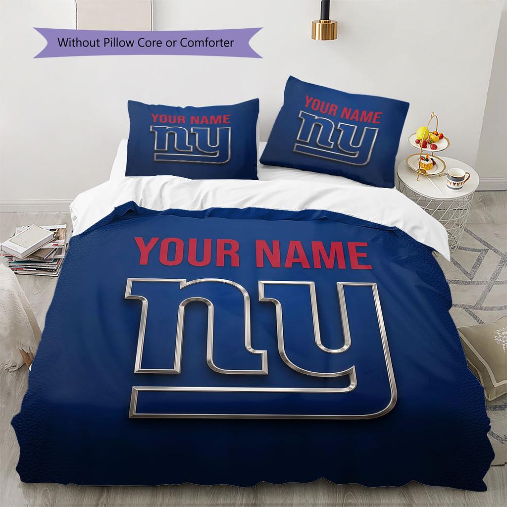 Custom Name,New York Giants Pattern Bedding Home Decoration Birthday Gift ( 1 duvet cover + 2 pillowcase, without core),fan merchandise.
