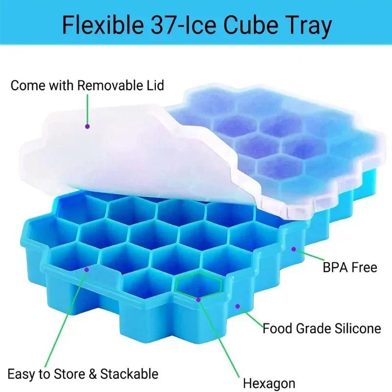 Food Grade Ice Cube Tray Silicone Mold for Whiskey Cocktail, Honeycomb Forms