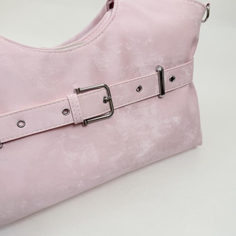 Solid Color Shoulder Bag with Buckle Strap Design Stylish Crossbody Bag for Daily Fashion Use