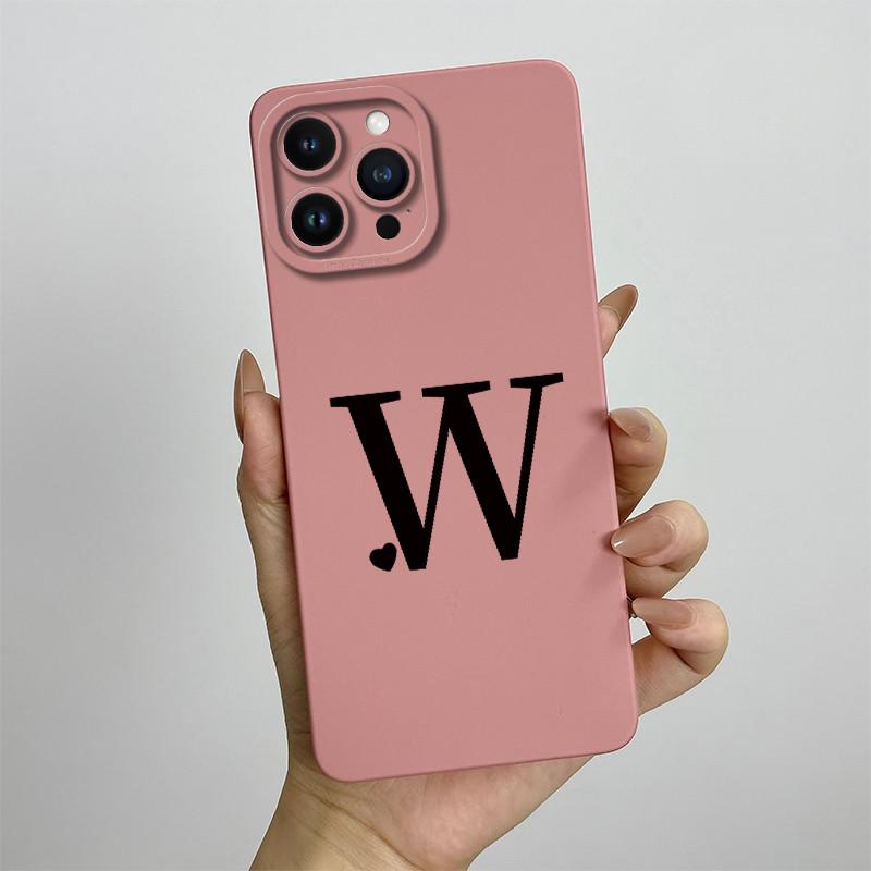 For iPhone 13 Pro Max Case iPhone 13 Pro Cover Cute Couple Initial Letters Square Skin Phone Case Matte Shockproof Back Cover
