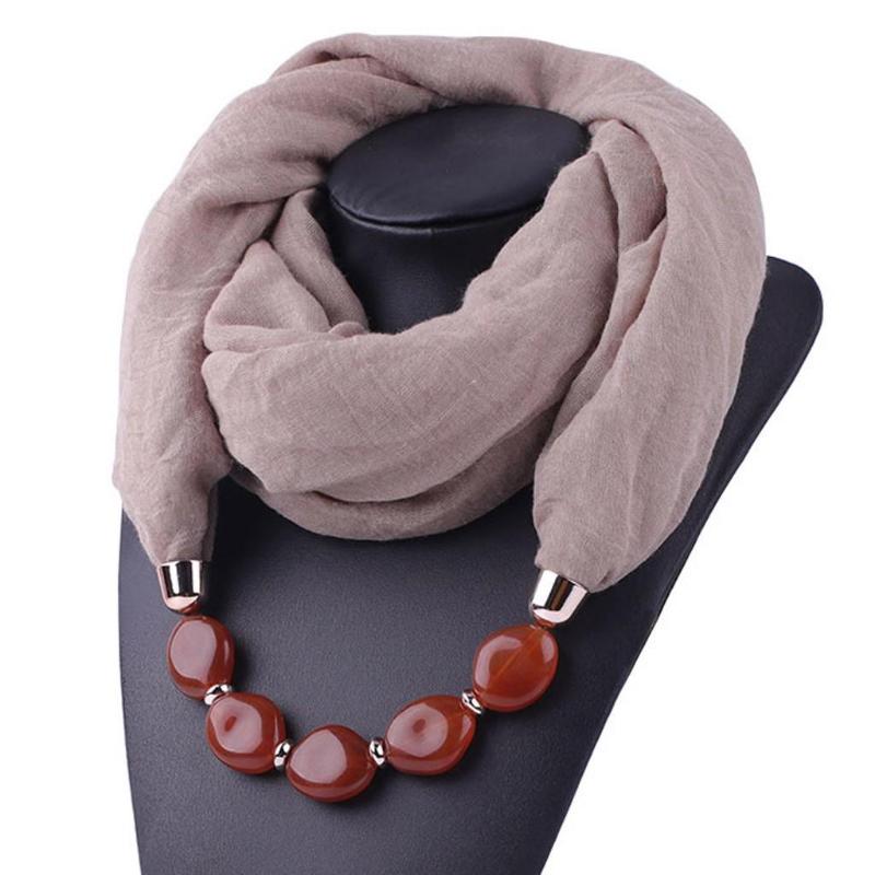 Solid Color Jewelry Statement Necklace Pendant Scarf Women Bohemia Neckerchief Foulard Femme Accessories Hijab