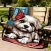 1pc Butterfly Doggie Outdoor Flannel Blanket , Machine Washable Perfect Gift for Birthday , Holiday Travel Accessory , Durable Material