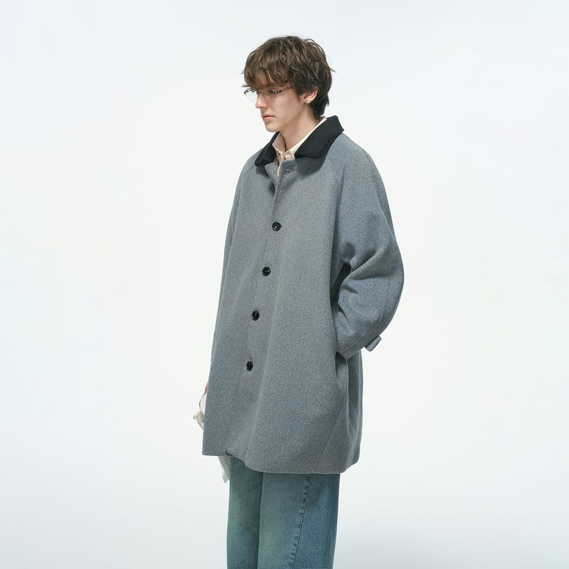 

Пальто мужское шерстяное в корейском стиле Dream Made, осенне-зимнее утолщенное тренч средней длины, шерстяная куртка высокого класса Gray 2XL