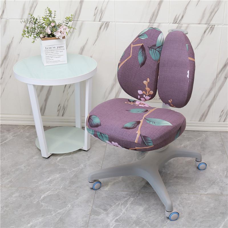 Elastic Double Back Children Study Chair Cover Elastic Student Writing Rotating Lift Chair Protector Cover Seat Backrest Case