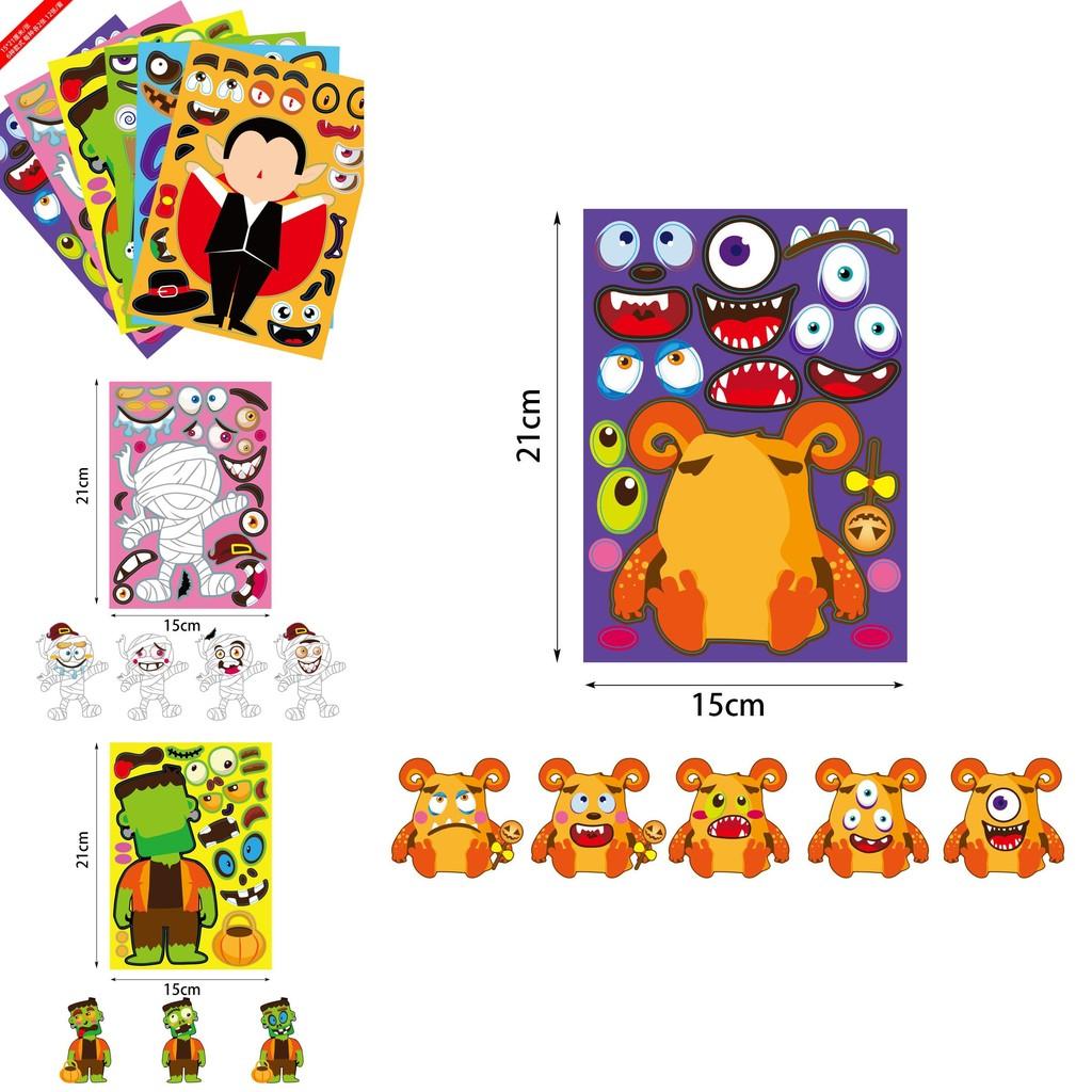 Colorful Xh061 Halloween Diy Pumpkin Puzzle Stickers For Kids Crafty Decor