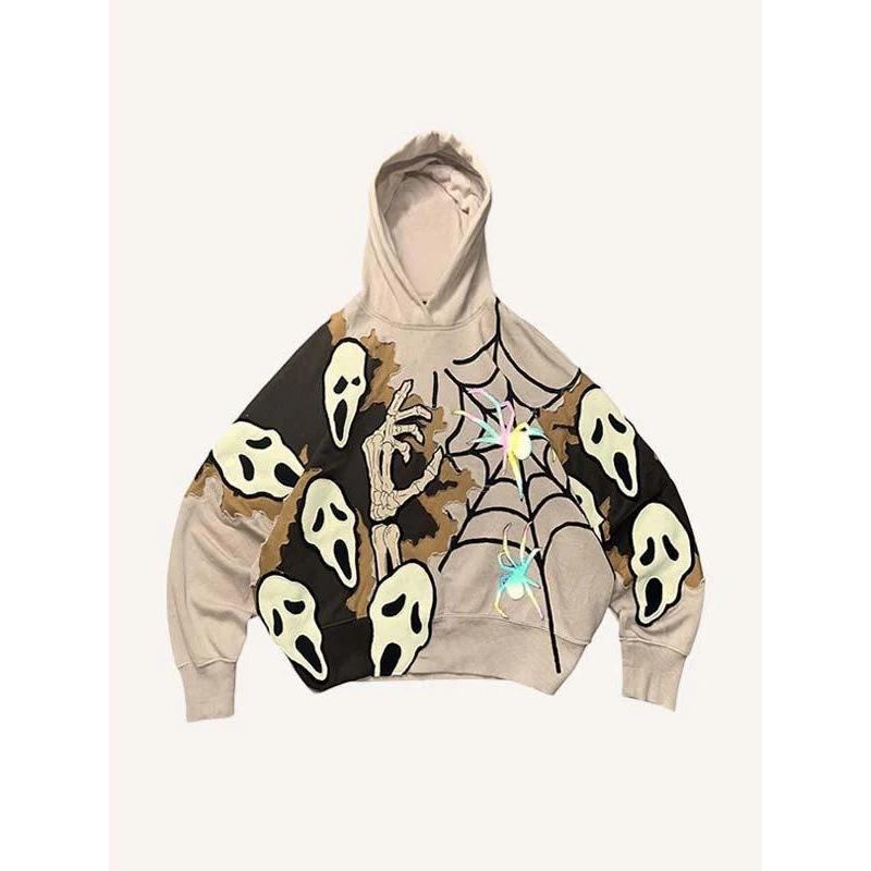 Spring and Autumn American Retro Skull Skull Skeleton Series 3D Digital Printing Trend Hoodie Sweater