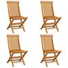 Garden Chairs with Black Cushions 4 pcs Solid Teak Wood