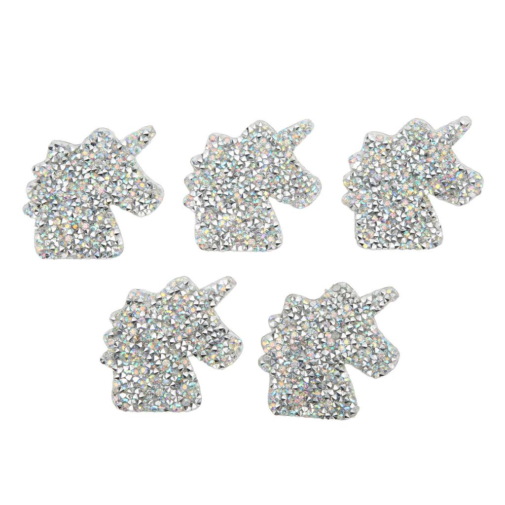 5 stücke Eisen Auf Patches Glänzend Niedlichen Einhorn Muster Strass Patches Hot Melt Adhesive Eisen Auf