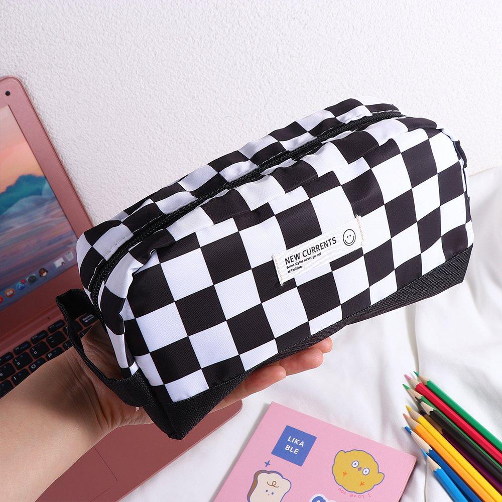 School Supplies Cosmetics Storage Pencil Pouch Desktop Organizer Plaid Pencil Bag Pencil Case