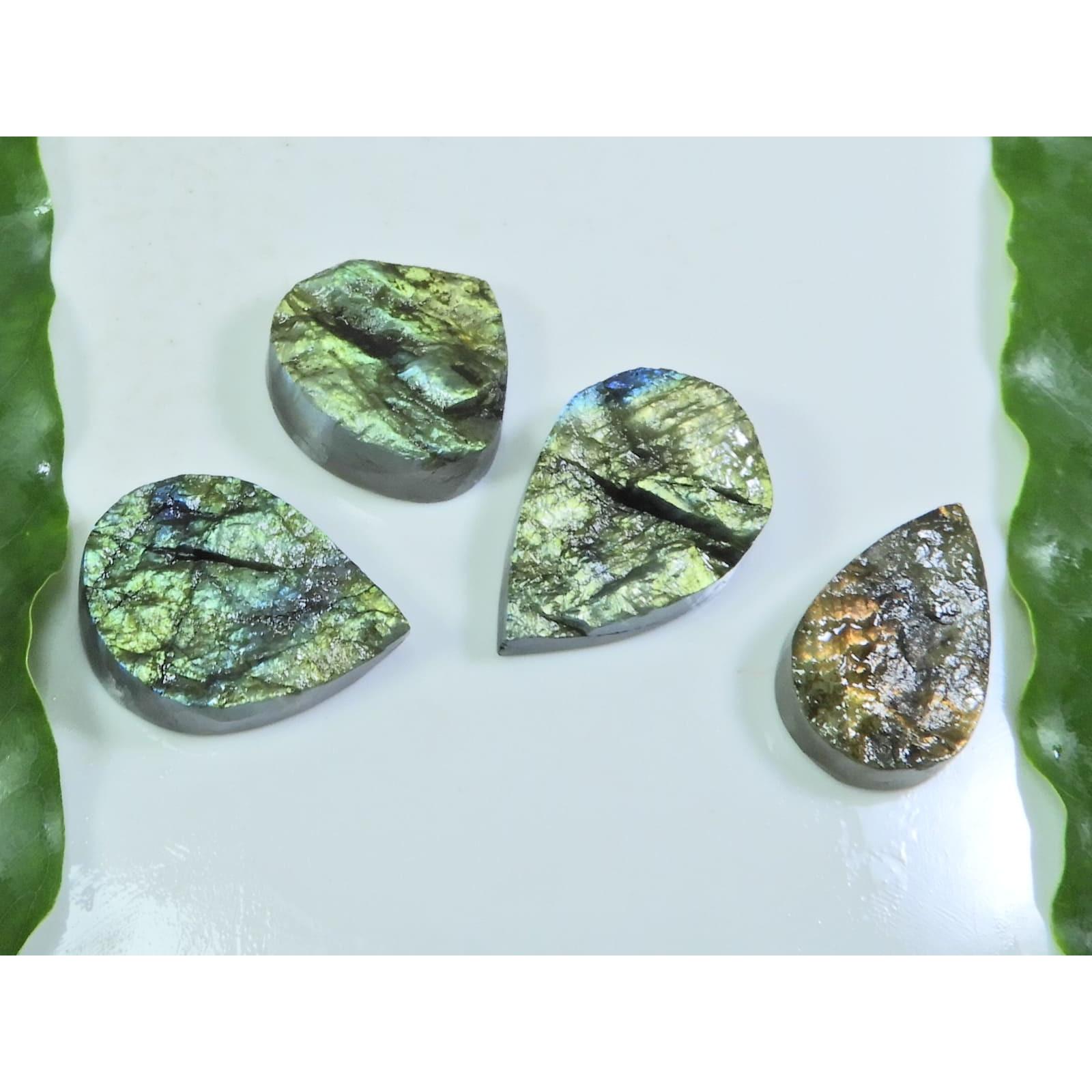 

15X25-20X28MM Natural Multi Labradorite Durzy Cabochon Gemstone 4PCS Lot LL-924