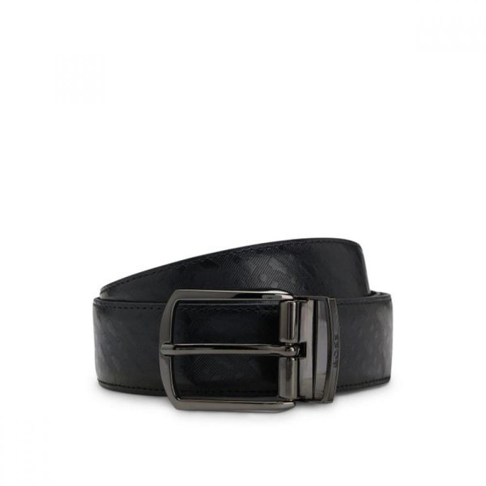 

Boss Monogram Structure Italian Leather Reversible Belt Black Su25 ONESI