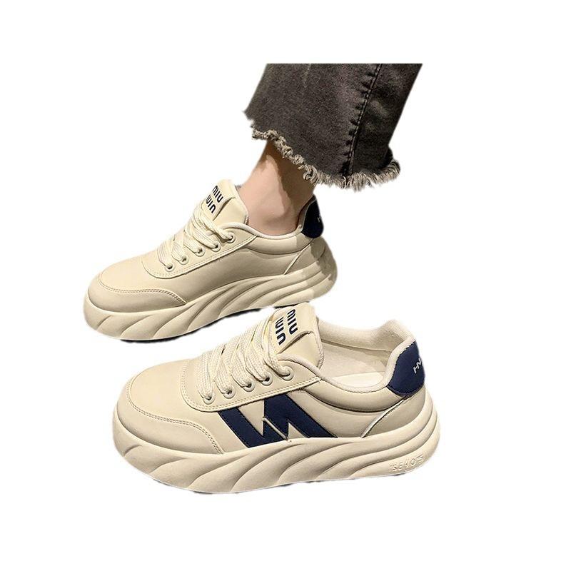 Korean Version of the Popular Little White Shoes Women's Summer 2025 New Thick-soled Lace-ups Ins Trendy Sports and Leisure Versatile Board Shoes