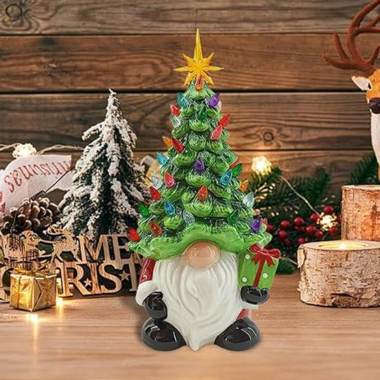 Gnome Christmas Tree Light Resin Lighted Faceless Old Man Figurines Portable