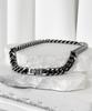 Blessed Bullet Ss-Simple Buckle Curve Classic Chain Necklace_Silver/Dark Silver/Black Silver