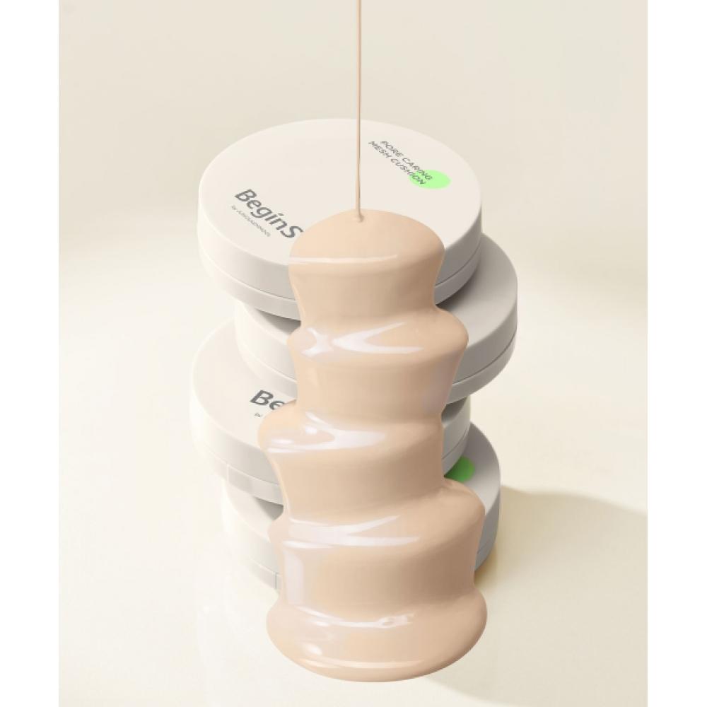 Begins [Pore Cover Cushion] Pore Caring Mesh Cushion  Main Item   Aqua Cream 5ml + Pore Serum 5ml Free 