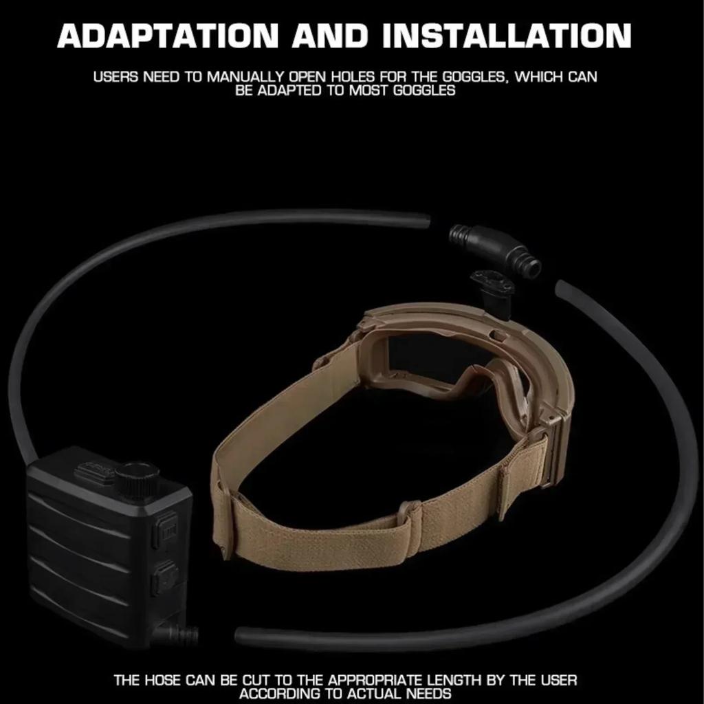 Tactical Goggles Defogger with Adjustable Wind Speed, Cordless Defogging Fan Anti-Fog Pump for Airsoft Safety Glasses