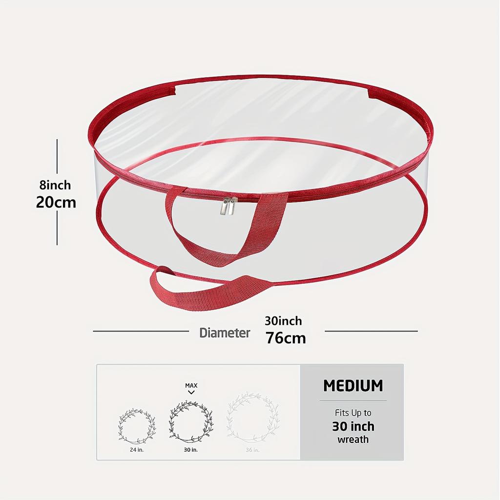 2pcs 30" Transparent PVC Christmas Wreath Storage Bags Waterproof Holiday Decor Organizer for Artificial Wreaths Halloween