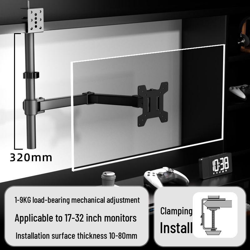 Laptop Stand with Adjustable Monitor Arm for Single/Dual Screens - Rotating and Lifting Functionality