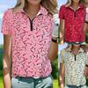 2026 European and American style spring and summer new casual sports fashion PoloT-shirt digital printing V-neck zipper shirt top