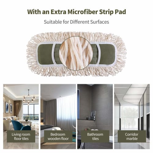 Eyliden Dust Mop with Two Reusable Washable Pads - One-Touch Replacement, Adjustable Height Handle, Wet & Dry Mop for Floor Cleaning, Hardwood, Lamina