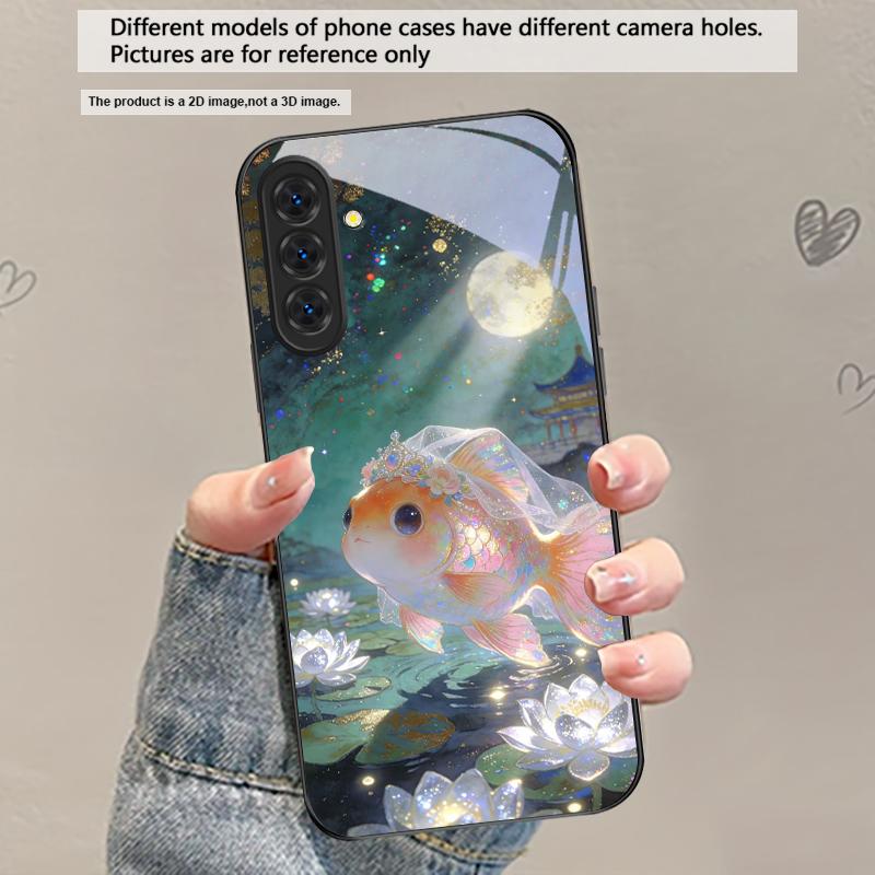 

Cute white veil goldfish For Samsung Galaxy A30 A31 A32 A33 A34 A35 A42 A30s A20 A25 A26 A51 A56 A54 A72 A73 70 Glass Phone Case Galaxy A20