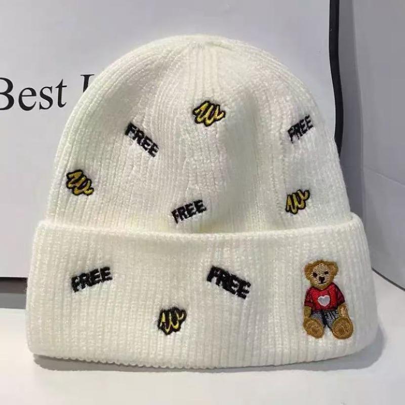 Wool hat cartoon autumn and winter versatile embroidery letter cold hat male cute melon rind parent-child pullover knitted hat