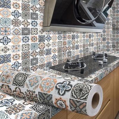 40cm Avrupa tarzı Yağa Dayanıklı Mutfak Mobilyası Duvar Çıkartmaları Kendinden Yapışkanlı PVC Banyo Fayansı Su Geçirmez Dolap Duvar Kağıdı