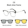 Modische Metall-Halbrahmen Drei-in-Eins Modebrille Business Flache Brille Blaulichtfilter Mit Polarisationsclips Nachtsicht